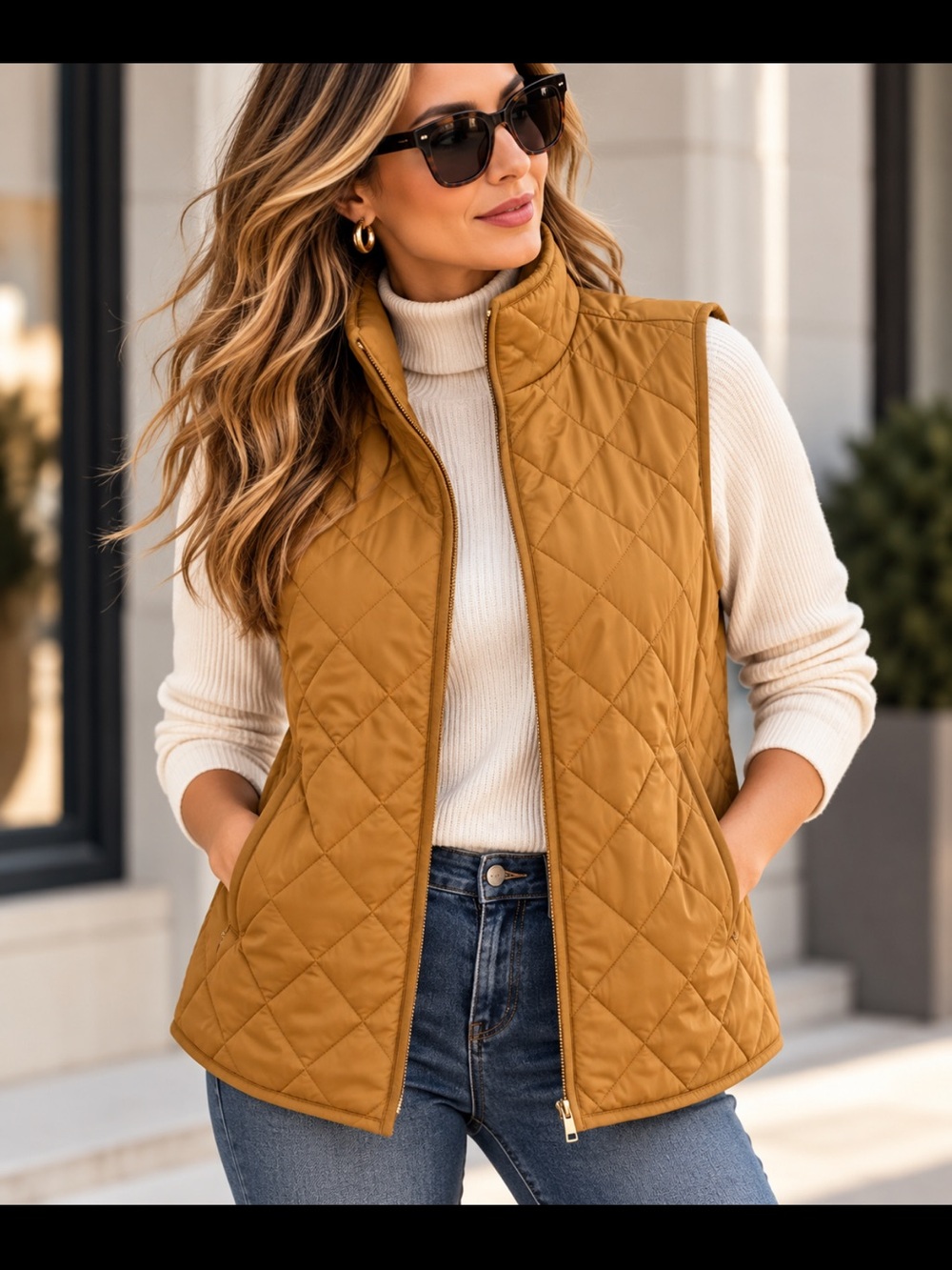 Old Navy Quilted Sleeveless Puffer Vest - Mustard Yellow
